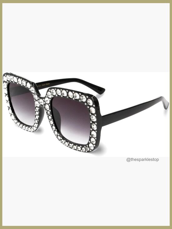 Extra Large Square Sparkly Crystal Sunglasses Bling Rhinestone Concert Shades main image 6